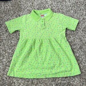 Vintage Mc Kids Green Floral Dress Sz 8